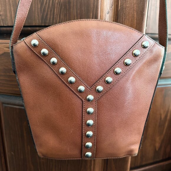 VINTAGE "YSL" Yves Saint Laurent STUDDED SHOULDER BAG - Picture 1 of 5
